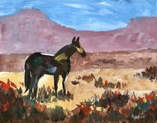 Atherton 11x14 Original Expressionism Acrylic Painting "Desert Roan" hand signed
