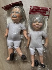 Vtg 1992 Fibre Craft Grandparents Music Box Soft Dolls 13  14  Santa And Mrs.