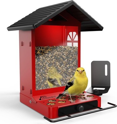All-Metal Bird Feeder, Wall & Pole Mountable, 2.4L Large Capacity, Chew-Proof &