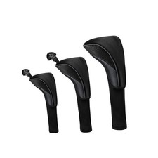 3 Golf Club Head Covers Set Long Neck Driver Fairway Woods 1 3 5 Black