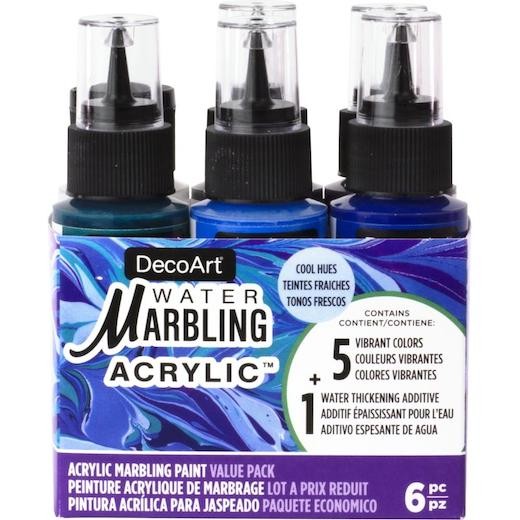 DecoArt Water Marbling Acrylic Paint 2oz (59ml) 6pcs - Cool Hues