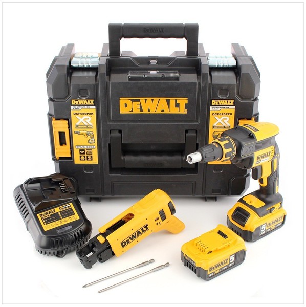Dewalt Dcf 620 P2K Akku Trockenbauschrauber+2X Akku 5Ah+LadegeräT+Magazinvorsatz-image