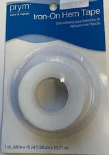 PRYM #11265 IRON-ON HEM TAPE, 58" W x 15 YD L
