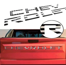 Black US Flag Raised Decal for 2019-2026 Silverado Tailgate Insert Letter Emblem