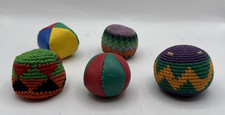 Vintage Knitted and Leather Hacky Sack Multi-Colored Footbag 1990's Lot Of 5