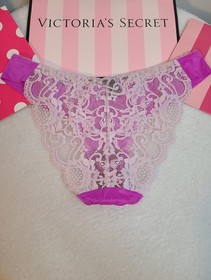 VTG VS Very Sexy Satin Lace Corset Style Cheekini Panty Size Lg Purple