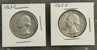 2 1963 D WASHINGTON QUARTERS, CIRCULATED, UNGRADED