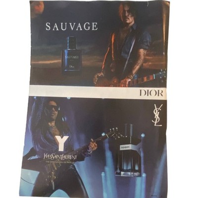 Johnny Depp Dior and Lenny Krevitz Yves Saint Laurent Print Advertisement 8 x 11
