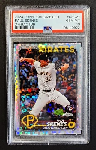 PAUL SKENES 2024 TOPPS CHROME UPD X-FRACTOR ROOKIE PSA 10 GEM SERIAL ULTRA RARE