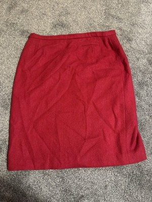 Vintage Burberry Red Mohair Wool Skirt Zip Up Sz 12