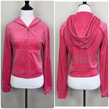 Juicy Couture Velour Bling Hoodie Pink Party Full Zip NWT Size Small Y2K