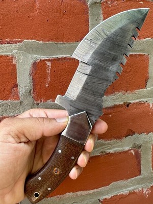 DAMASCUS STEEL TRACKER KNIFE HUNTING SURVIVAL FIXED BLADE BUSHCRAFT SKINNING
