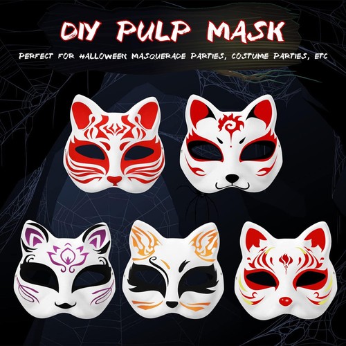 10PCS Cat Mask Blank DIY White Animal Half Facemasks Masquerade Cosplay Party - Picture 2 of 11