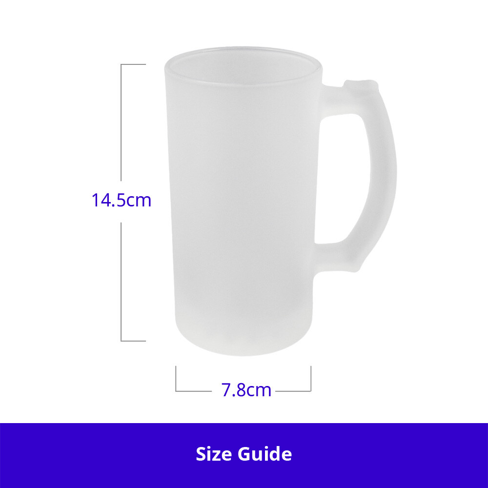 2 x Large 475ml 16oz Sublimation Blank Frosted Glass Beer Steins Mugs