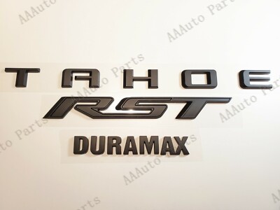 3PCS 2021+ Chevrolet Tahoe Matte Black Tailgate Rear Tahoe RST Duramax Emblems