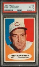 CENTERED PSA 8 TOUGHIE FRED HUTCHINSON 1961 TOPPS #135 GRADED NM-MINT WOW! TPHLC