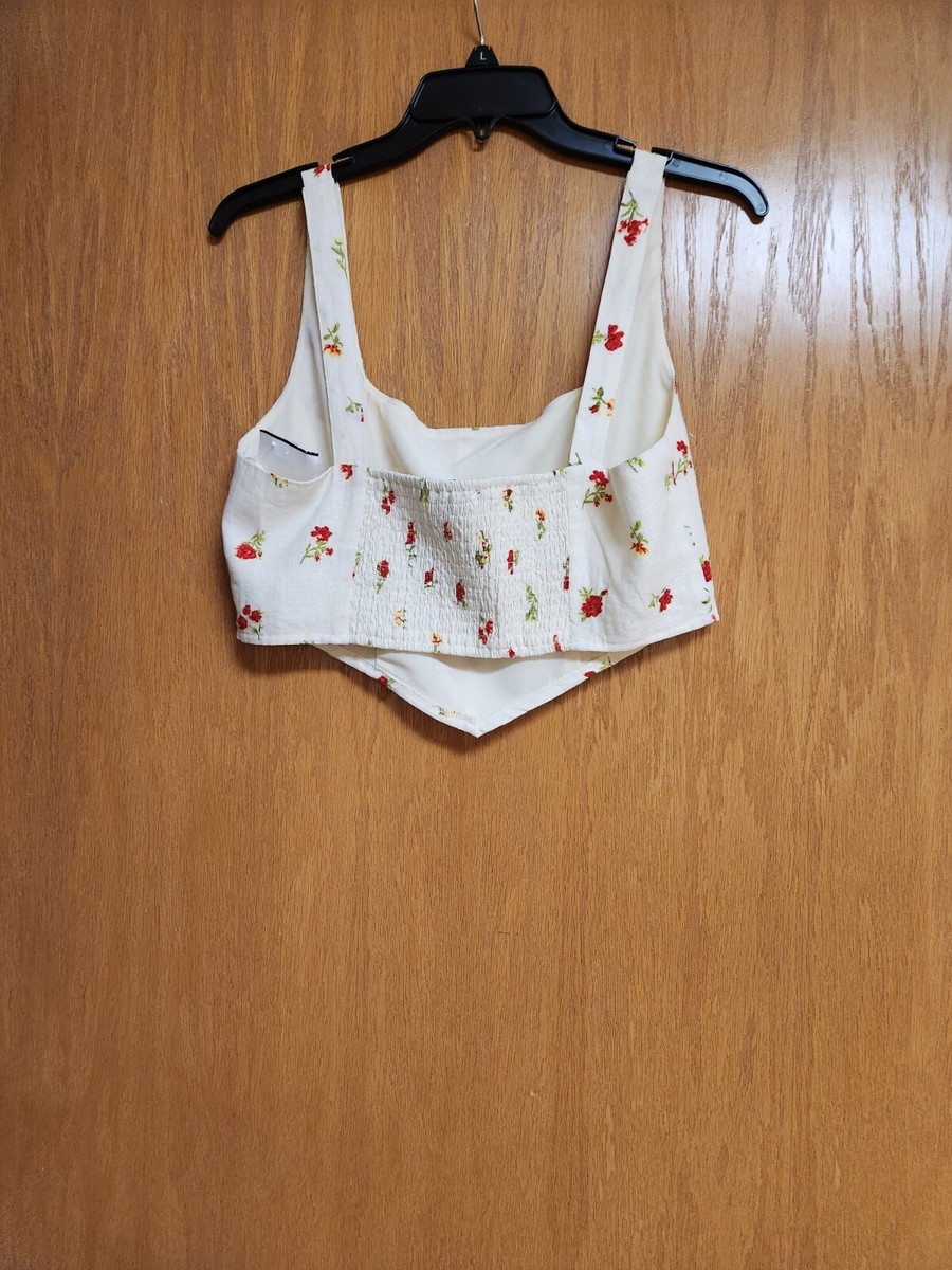 Forever 21 Red Roses Print Crop Large