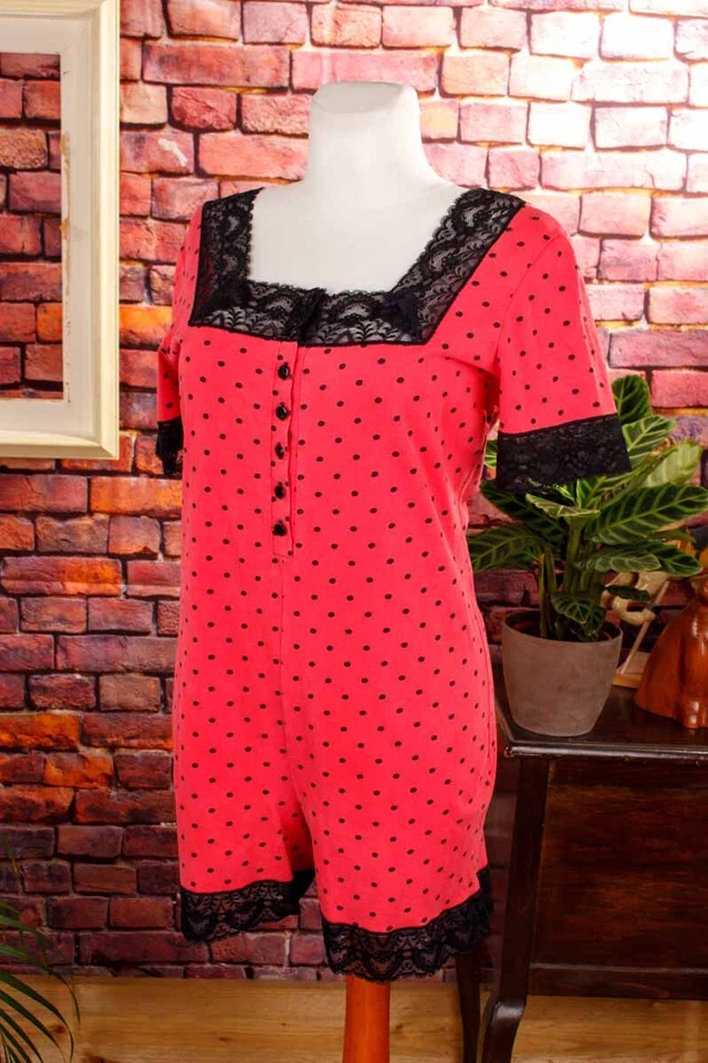 Vintage 90er Combinaison Shorts Lingerie Rose Points Dentelle Hanro Strampler S - Photo 3/4