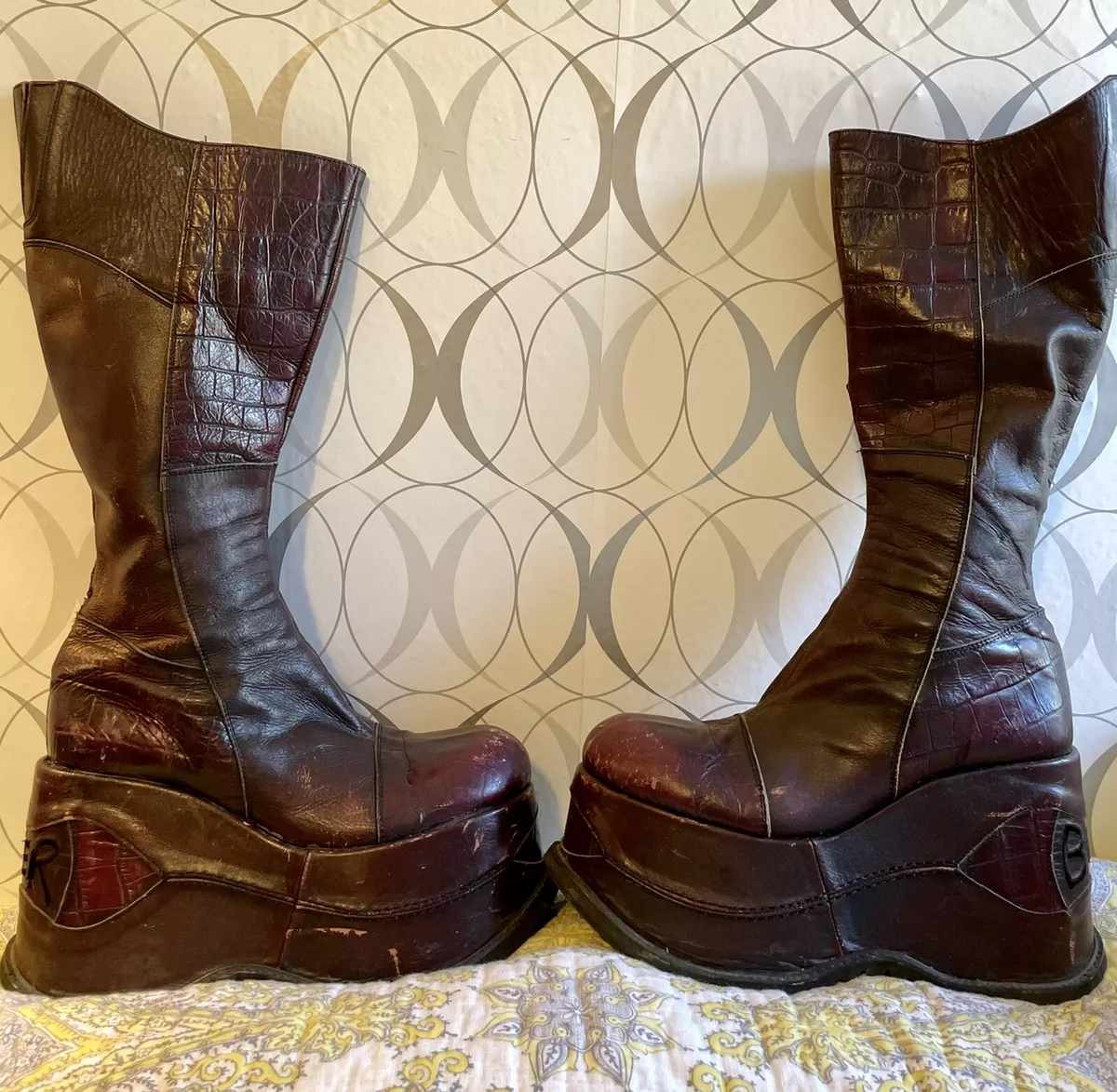 Vintage BUNKER Club Kid Platform Boots Trash Vaudeville NYC RARE Unisex SZ 41