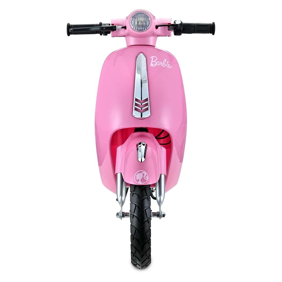 Kids Barbie 24V Retro Euro-Style Battery-Powered Electric Scooter, Ages 13+ Pink - Image 3 of 4