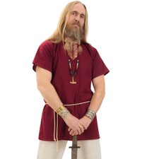 Tunika edel rot Mittelalter-Kostüm Herren-Outfit Faschings-Hemd Kordel 12170713F