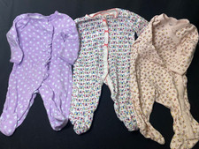 Lot Of 3 Carter  s Size 3 M Months Sleepers Butterflies Flowers Polka Dots