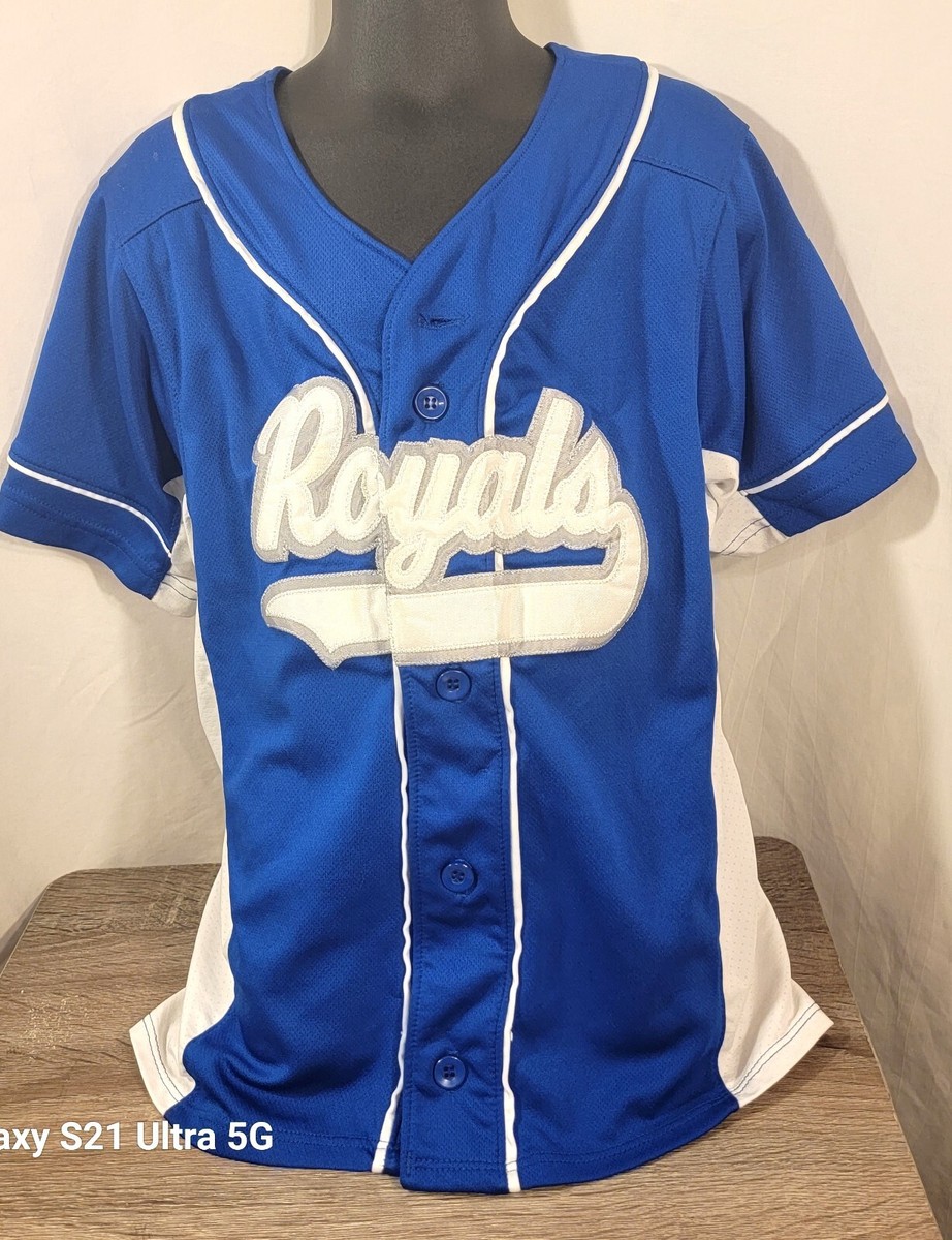 Augusta Sportswear-Boy's Blue/white MLB KC Royals #24 button-up jersey size  S