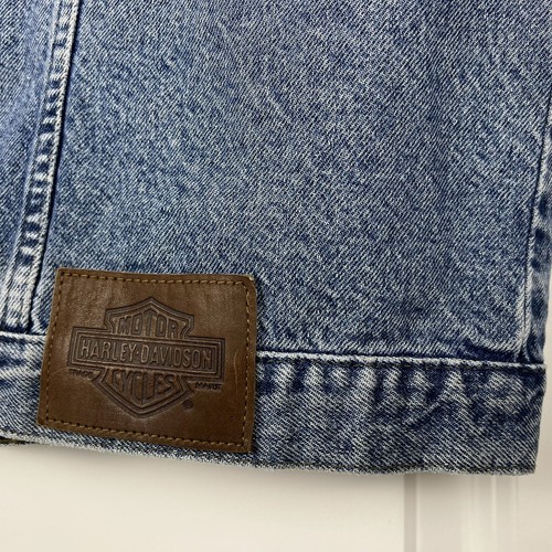 Harley Davidson Motorcycle Biker Blues Vintage Jean Embroidered Denim Vest 2XL - Picture 9 of 11