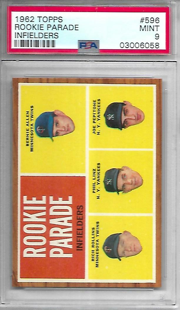 1962 Topps Joe Pepitone Rookie 596 PSA 9 Yankees POP 6 9841