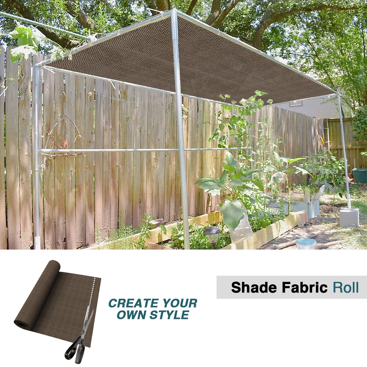 12ft Brown Privacy Fence Screen Roll – Heavy Duty Fabric Cloth, UV Block Garden Shade Cover