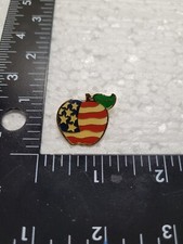 US FLAG APPLE HAT LAPEL PIN PIN BACK USED A0035