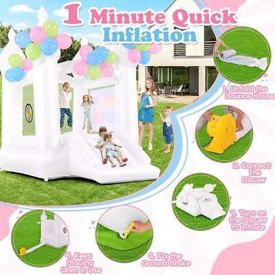 Inflatable Bounce House with Air Blower Bouncy Castle for Wedding/Birthday Party