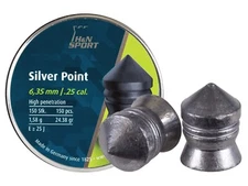 H&N Silver Point 150 Count POINTED 6.35mm .25 Caliber Pellets MADE IN GERMANY B