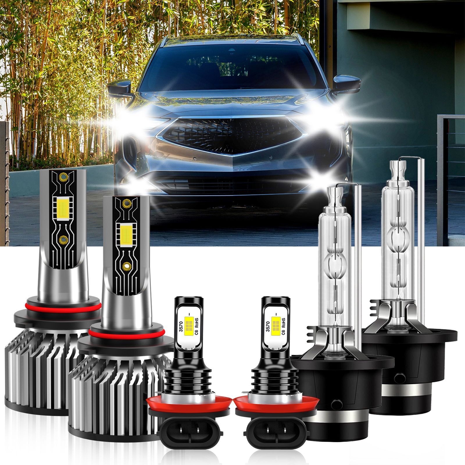 Para Acura MDX 2007-2013 6x Faros LED Luz Alta Baja + Kit de Bombilla Antiniebla