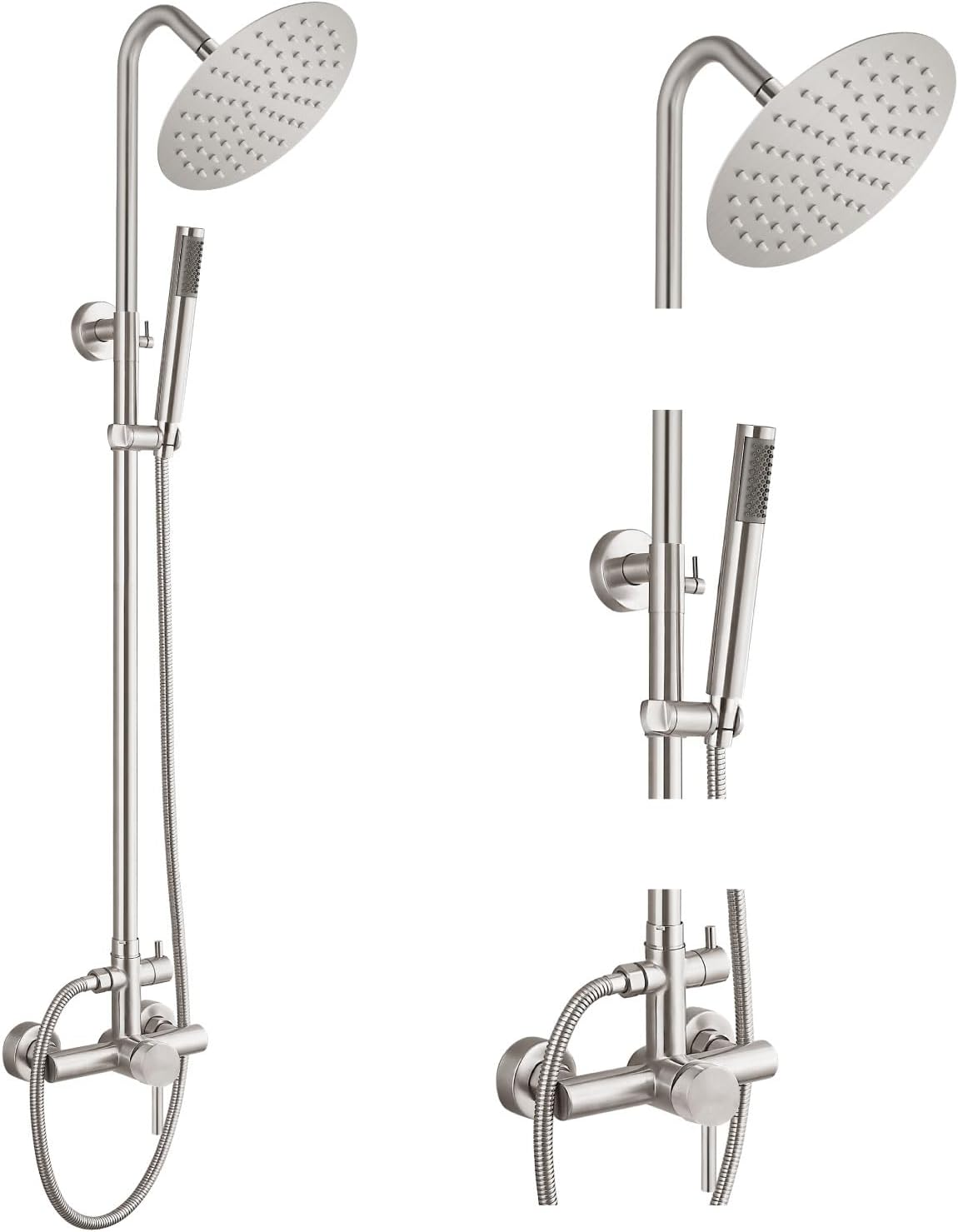 SUS304 Outdoor Shower Fixture High Pressure Shower System Wall Mount 2 Dual Func