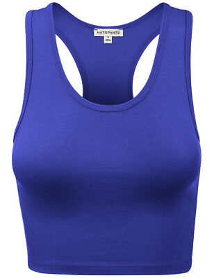 Women Premium Cotton Breathable Basic Sleeveless Racerback Crop Tank Top