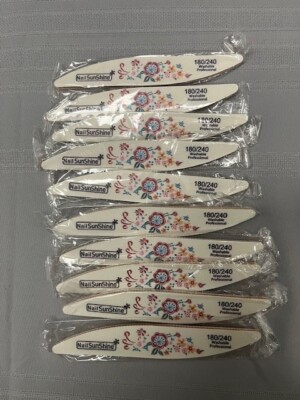Set of 10 washable professional 18/240 grit nail files individually wrapped NIP