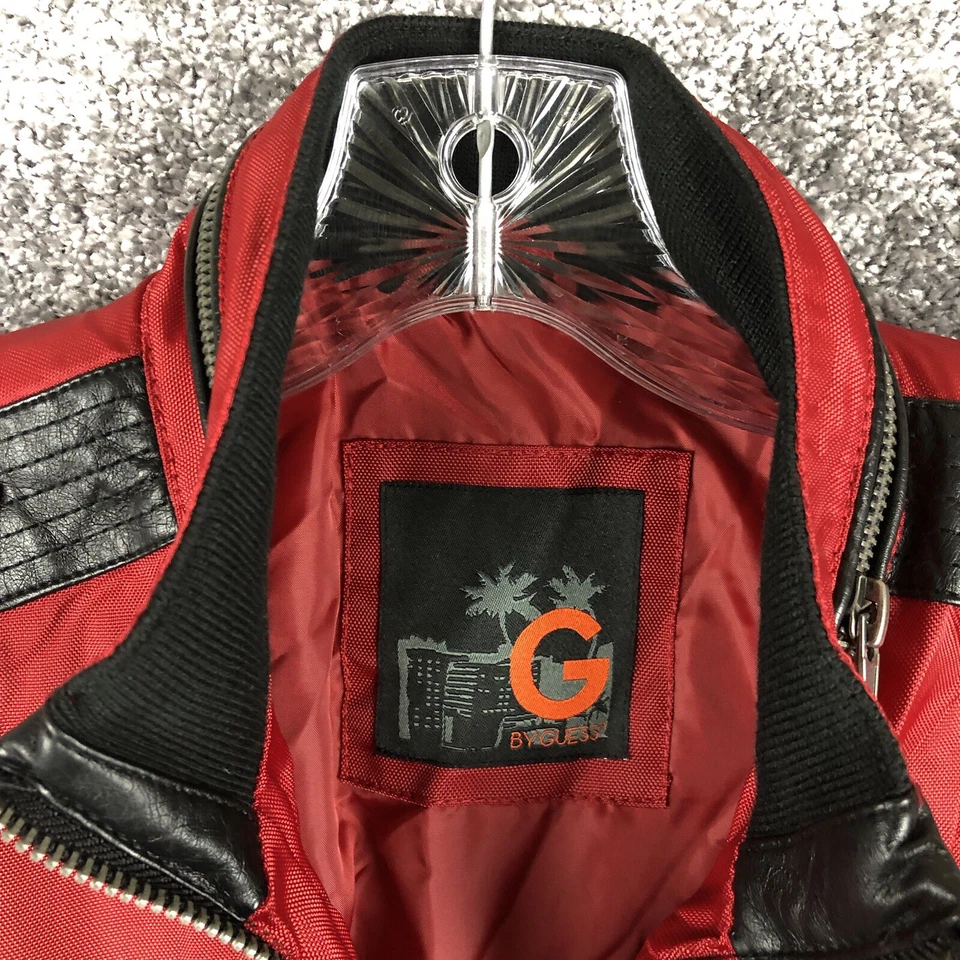 G by Guess Full Zip Biker Bomber Jacket Men Size XS Red - Image 3 of 4