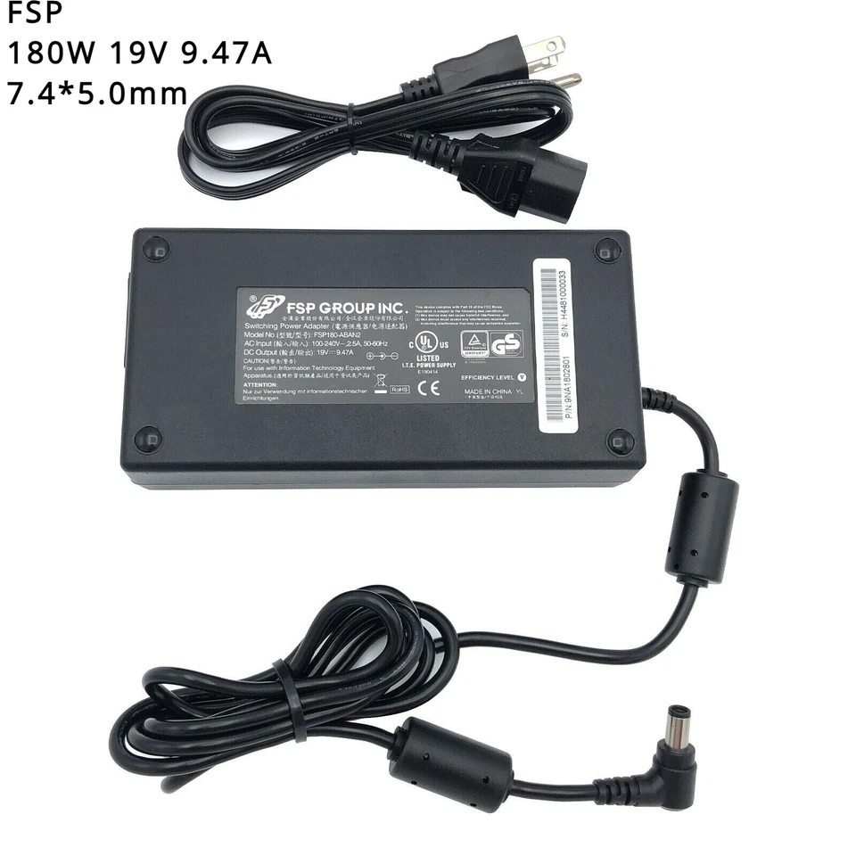 Original FSP 19V 9.47A 180W Charger AC/DC Switching Power Adapter 7.4*5.0mm Tip