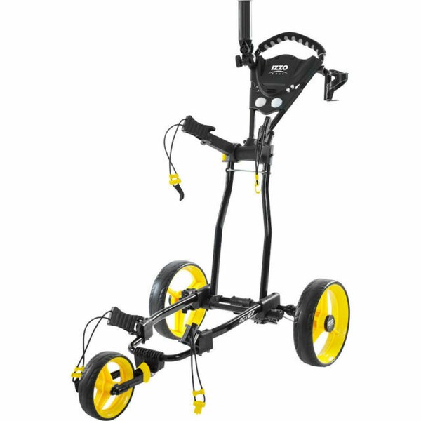 Izzo Golf Rover 3 Wheel Golf Bag Push/Pull Cart Black/Yellow for sale