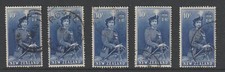 NEW ZEALAND 1953-54 QE11 10/- BLUE BULK GOOD USED LOT OF 5 (JF-F)