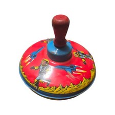 1960's Vintage Space-Themed Spinning Top Toy Metal  Wood