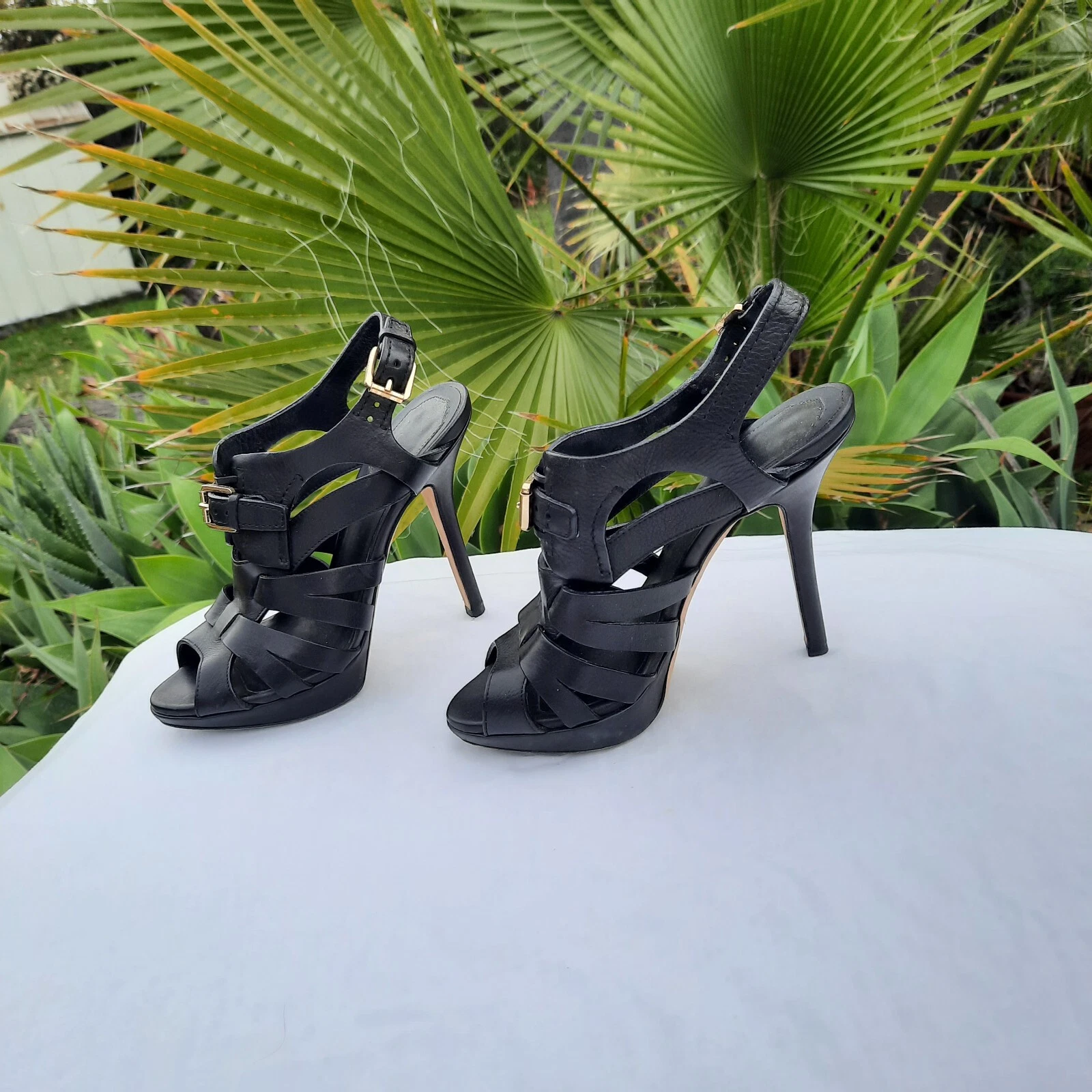 Escarpins bondage à lanières Dior en cuir noir 4 1/2