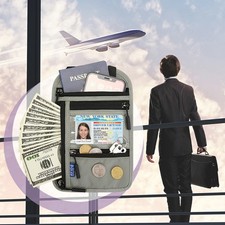 Image of RFID Blocking Travel Body Wallet Passport Holder Neck Shoulder Document Bag Case