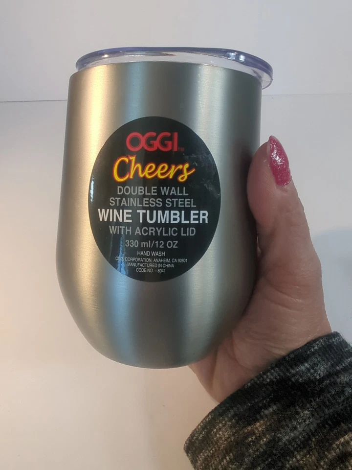 Copo de vinho OGGI "Cheers" parede dupla aço inoxidável com tampa ~ parte inferior antiderrapante  - Imagem 3 de 4