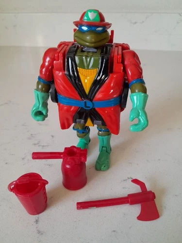 Vintage TMNT Mutations Road Ready Leo Firetruck W/All 3 RARE Accessories Ninja