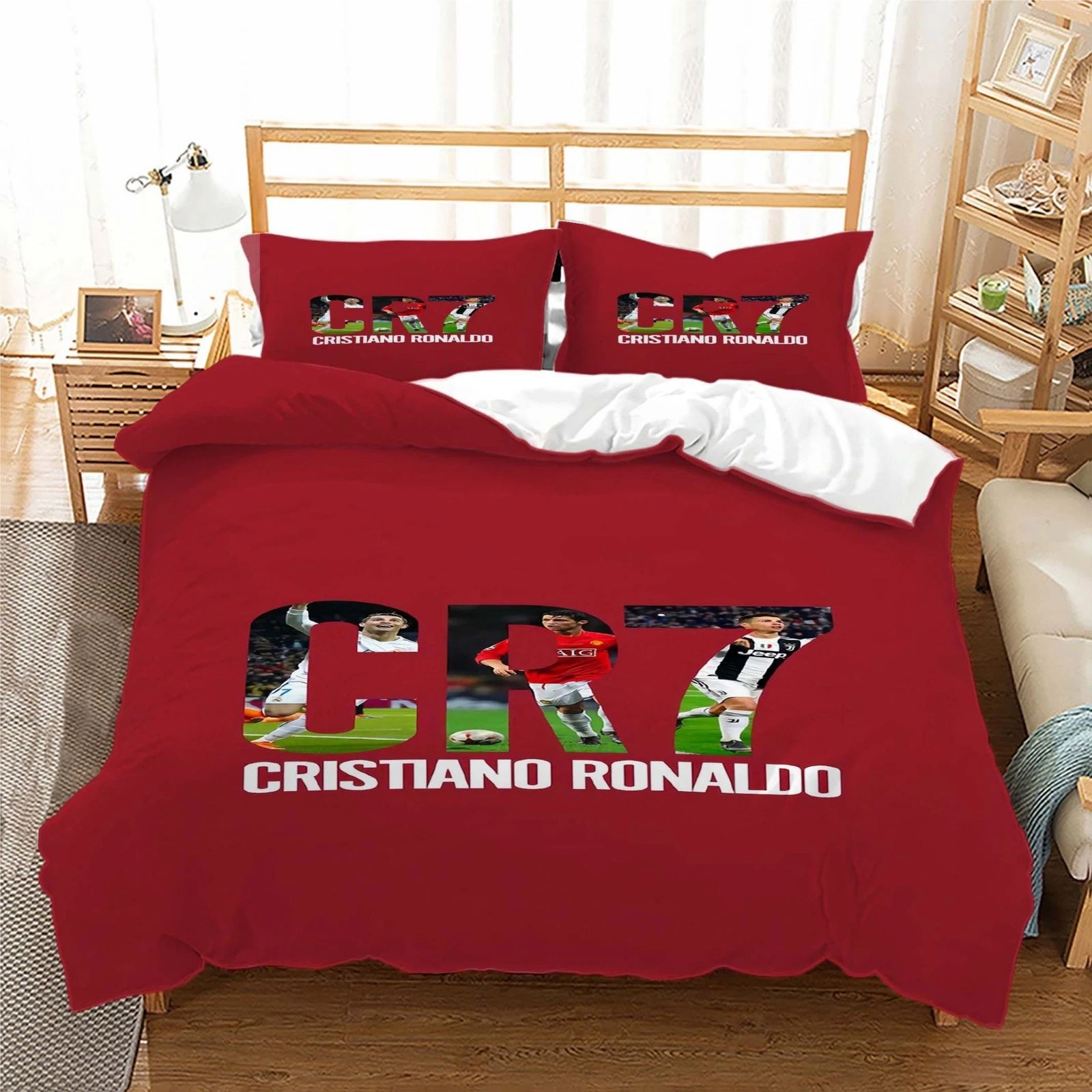 3D Star Cristiano Ronaldo  Printed Bed Cover Pillowcase Bedding