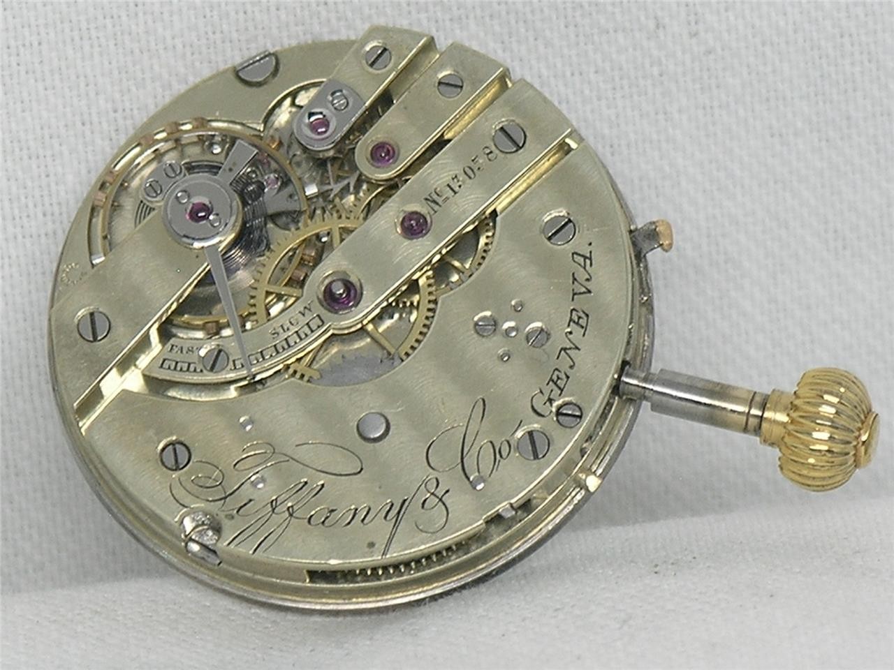 VERY RARE 29MM PATEK TIFFANY 20 JEWEL POCKET WATCH MOVEMENT & DIAL, RUNNING!