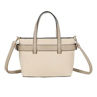 Gallantry, Damen Shopper Strukturierter Stoff Doppelte Henkel Gurt, Beige