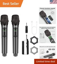 Professional Dual Handheld Wireless Mic Set 160 Ft Range Rechargeable Rec...